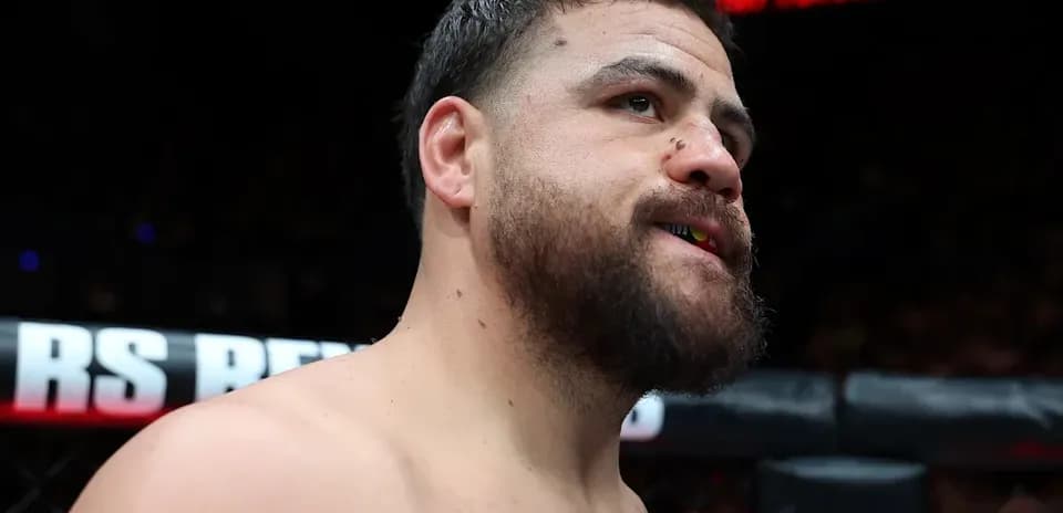 Fighter with mouthguard in MMA arena