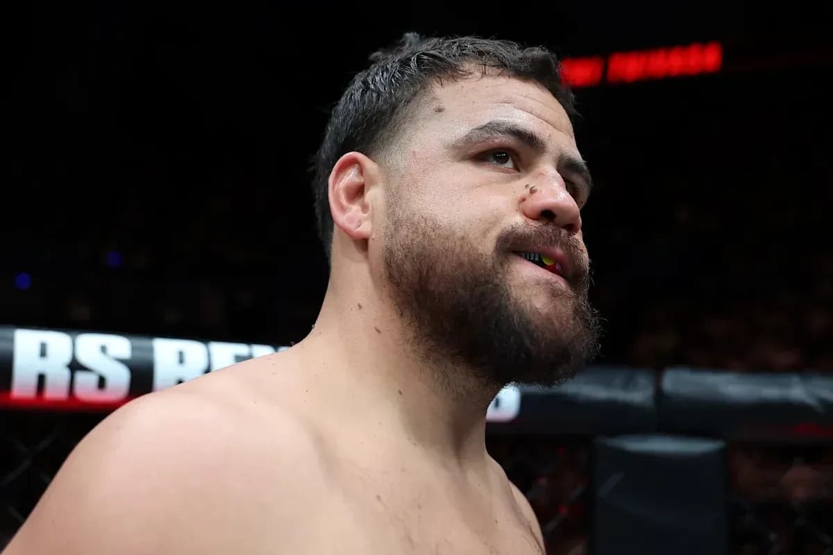 Fighter with mouthguard in MMA arena