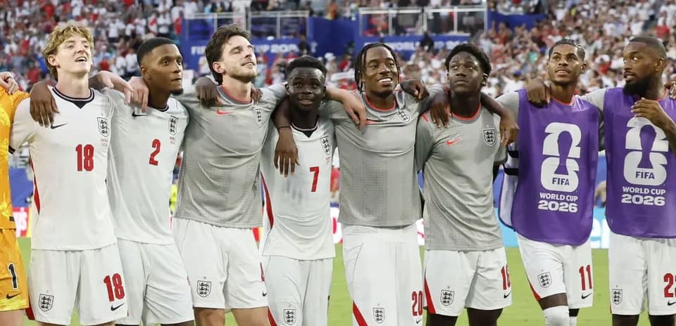 England players celebrating together after a match
