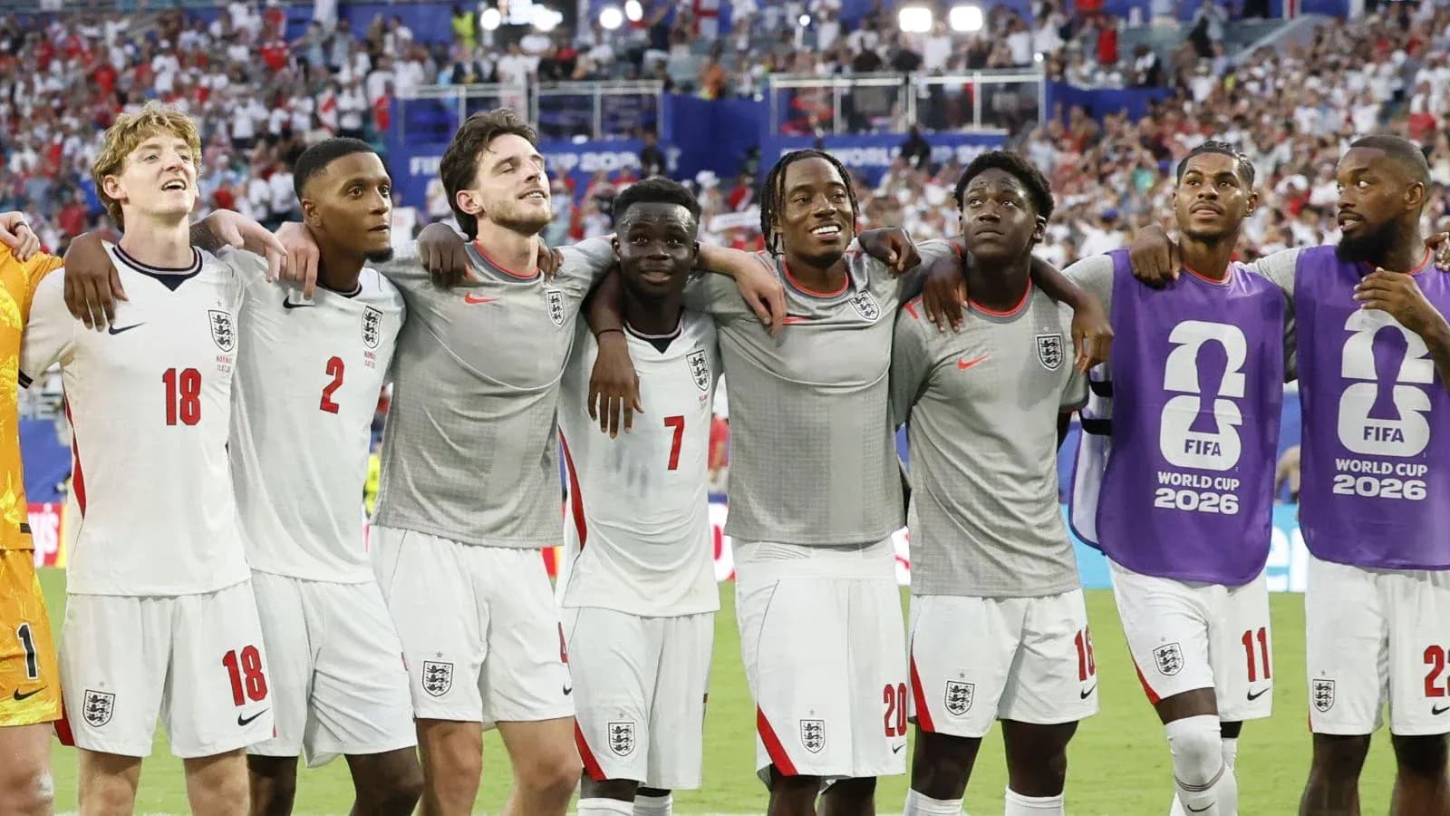 England players celebrating together after a match