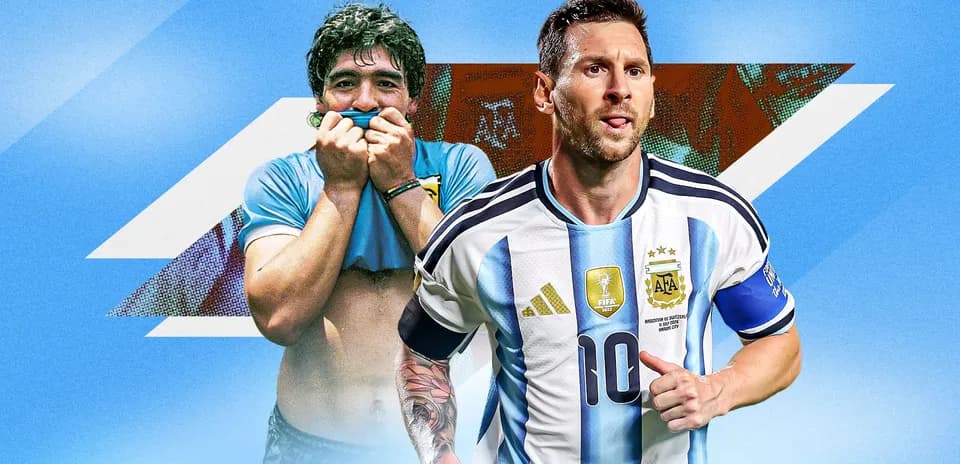 Diego Maradona and Lionel Messi in Argentina jerseys