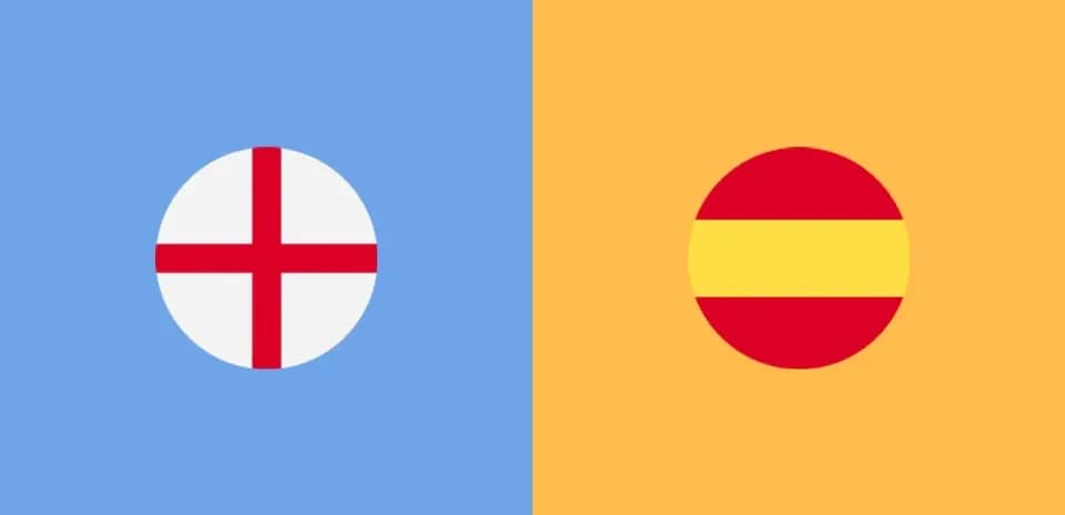 Flags of England and Spain on colored backgrounds