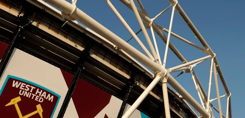 West Ham United stadium structure and logo