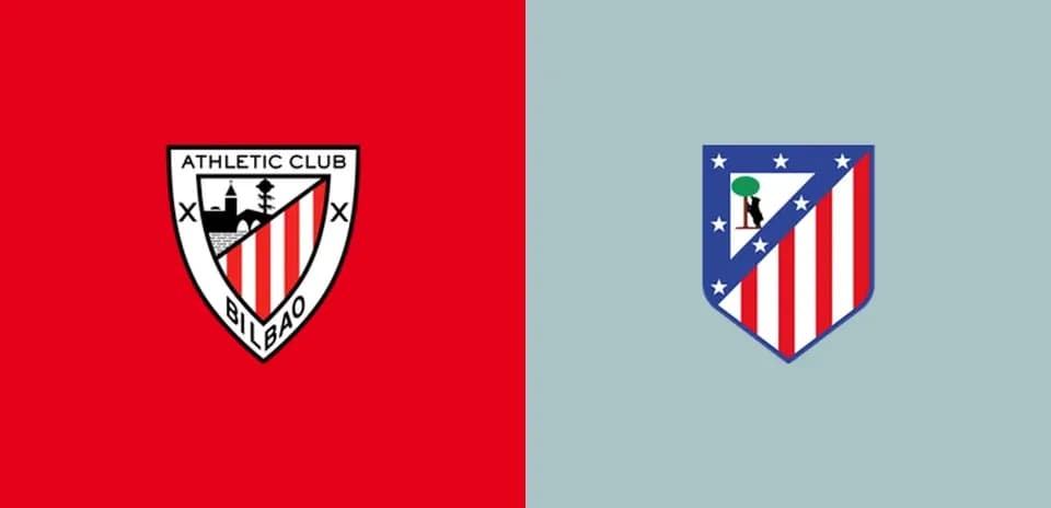 Logos of Athletic Club and Atlético Madrid