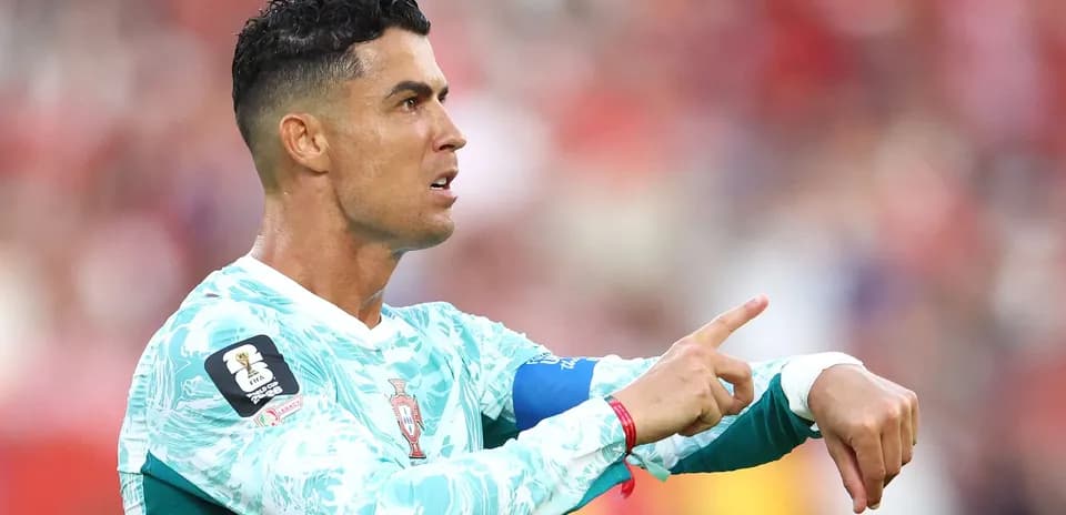 Cristiano Ronaldo gesturing during match for Portugal