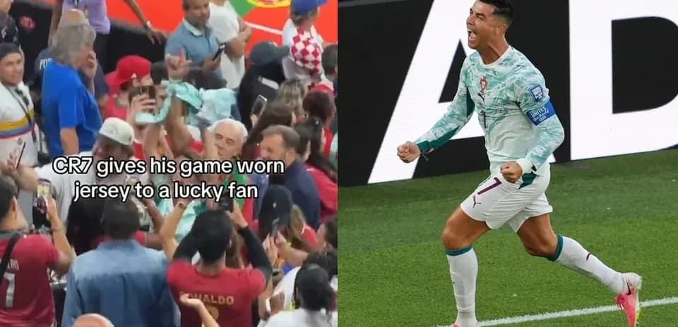 CR7 gives jersey to fan after match
