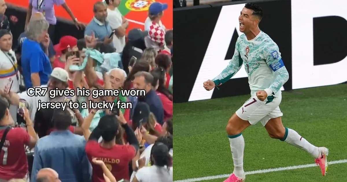 CR7 gives jersey to fan after match