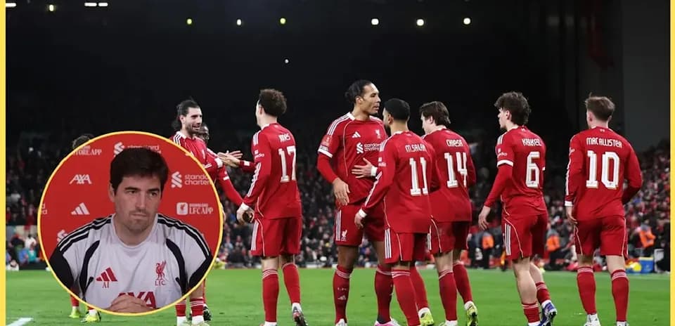 Liverpool players celebrating during a match at Anfield