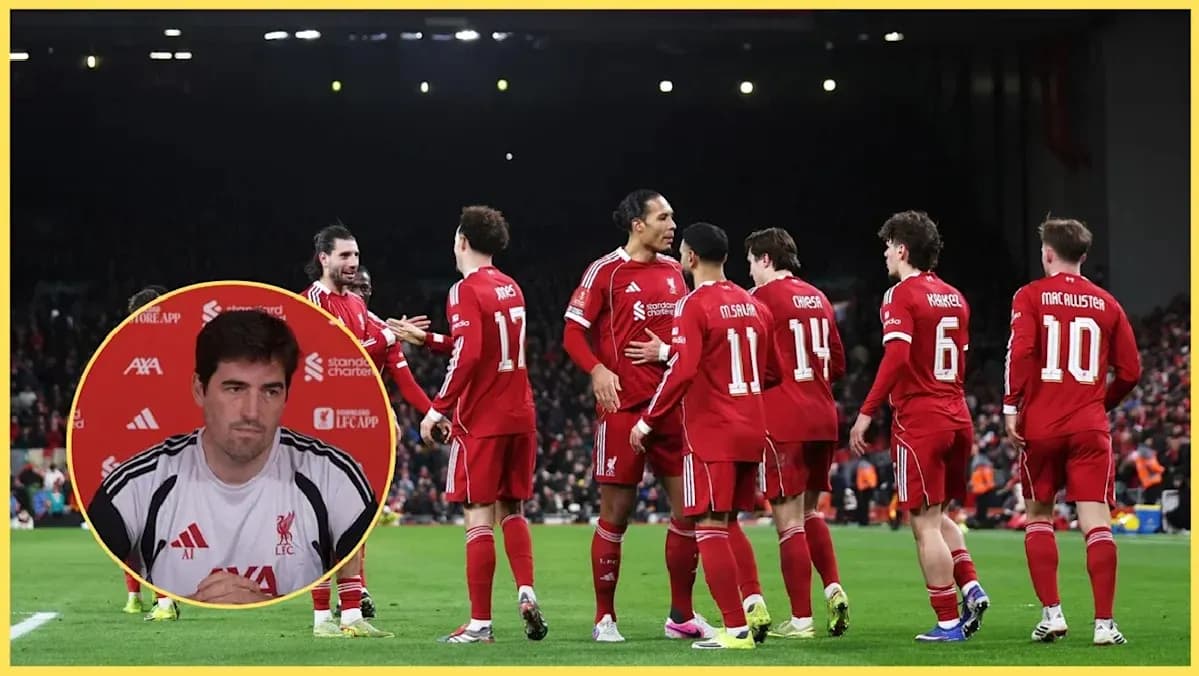 Liverpool players celebrating during a match at Anfield