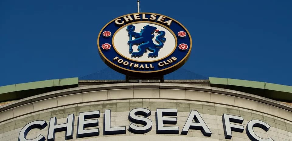 Chelsea FC club logo on stadium exterior