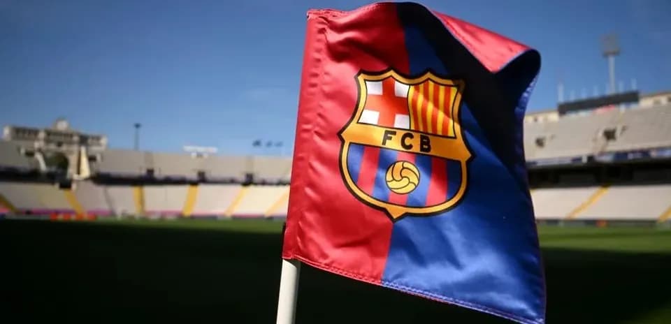 FC Barcelona flag at stadium before match