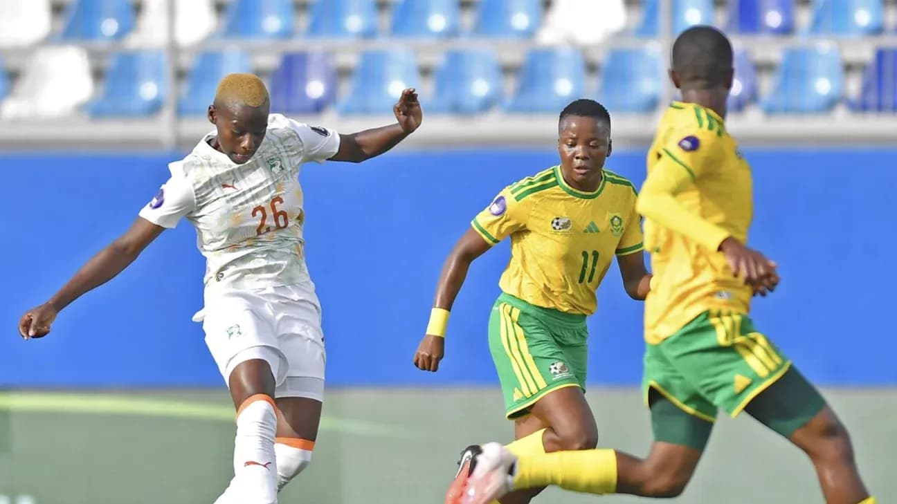 Ivorian player kicking ball during match against South Africa