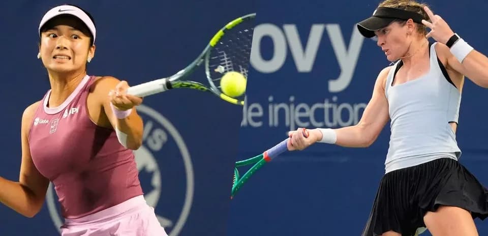 Tennis players hitting the ball during match