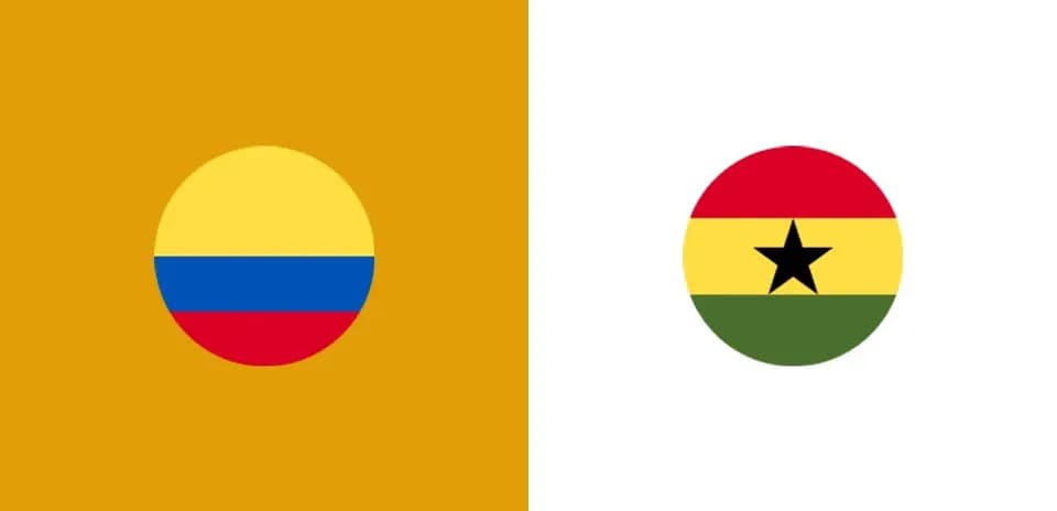 Flags of Colombia and Ghana side by side