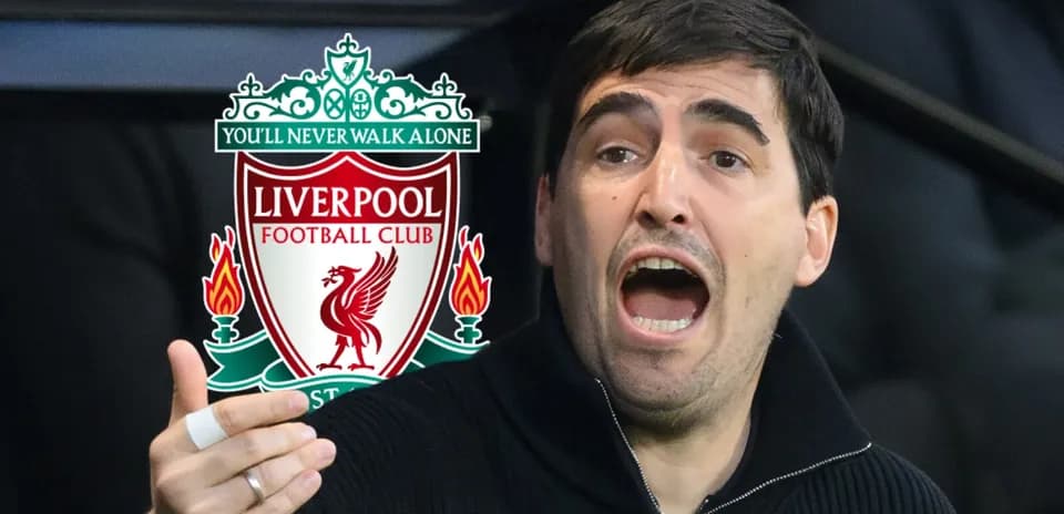 Man gesturing during Liverpool match with club logo