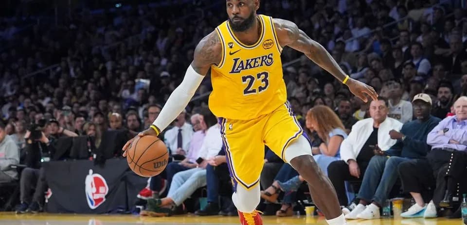 LeBron James dribbling the ball during a game