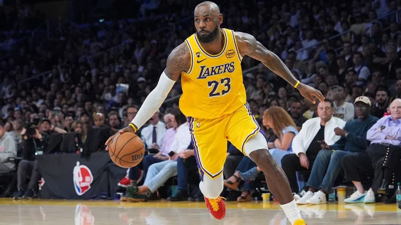 LeBron James dribbling the ball during a game