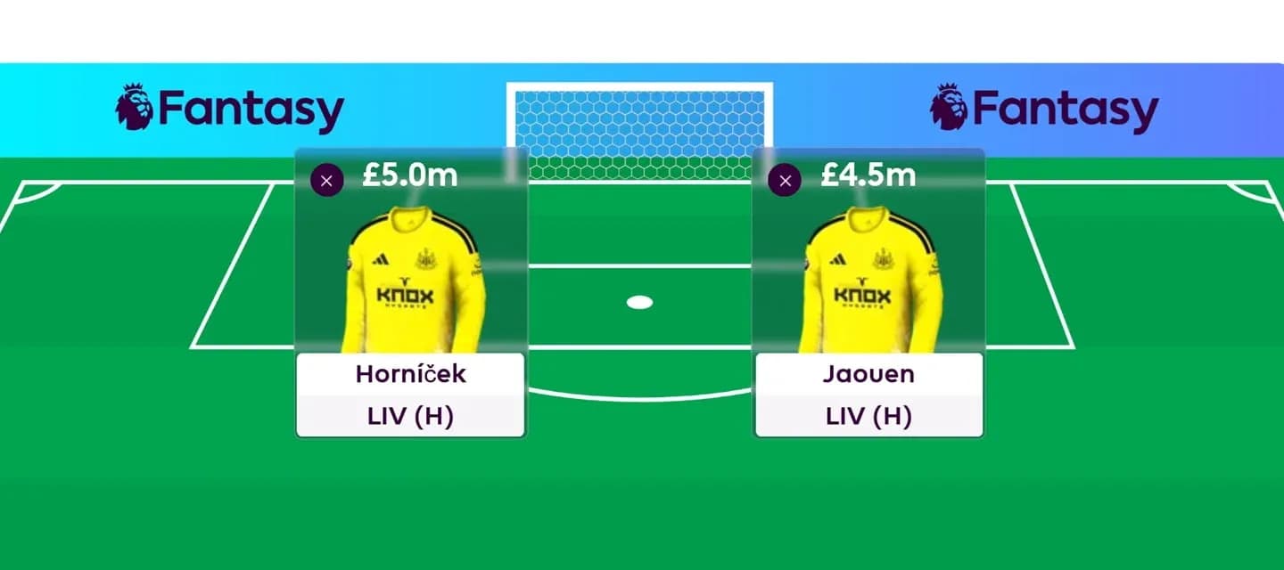 Fantasy football player selection screen with goalkeepers