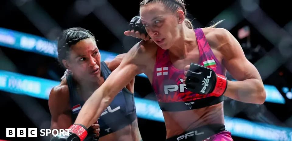 Fighter delivering a punch during PFL match