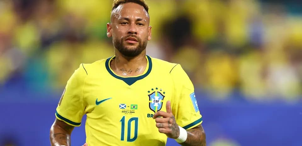 Neymar wearing Brazil jersey during a match