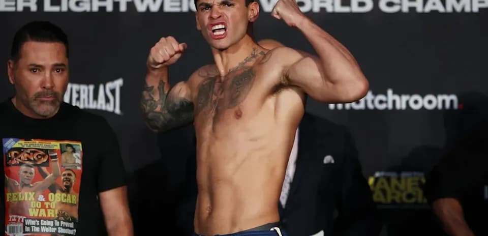 Boxer posing during weigh-in event