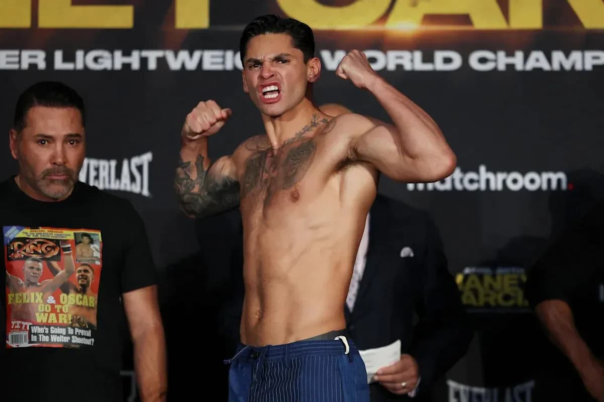 Boxer posing during weigh-in event