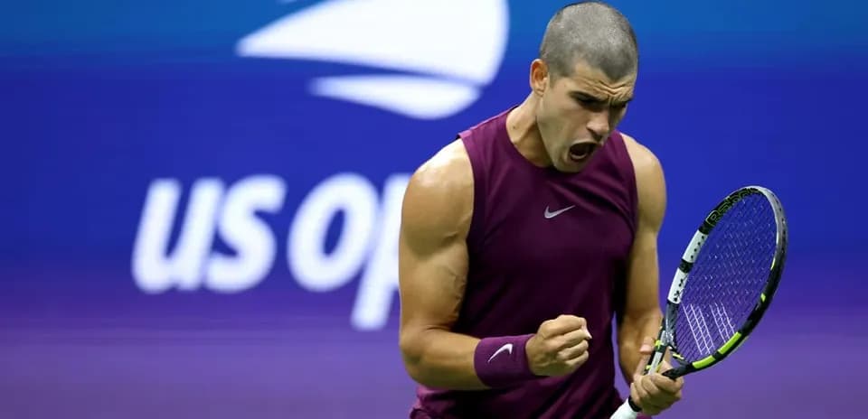 Tennis player celebrating during US Open match