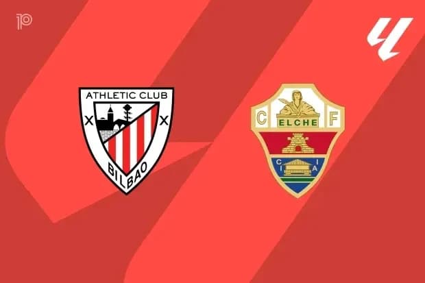 Athletic Club and Elche logos on red background