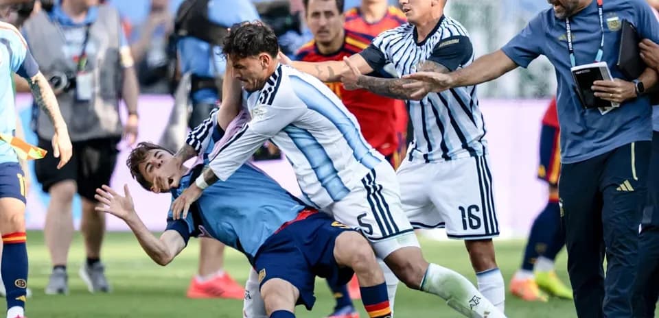 Players clashing during match, coaches intervening