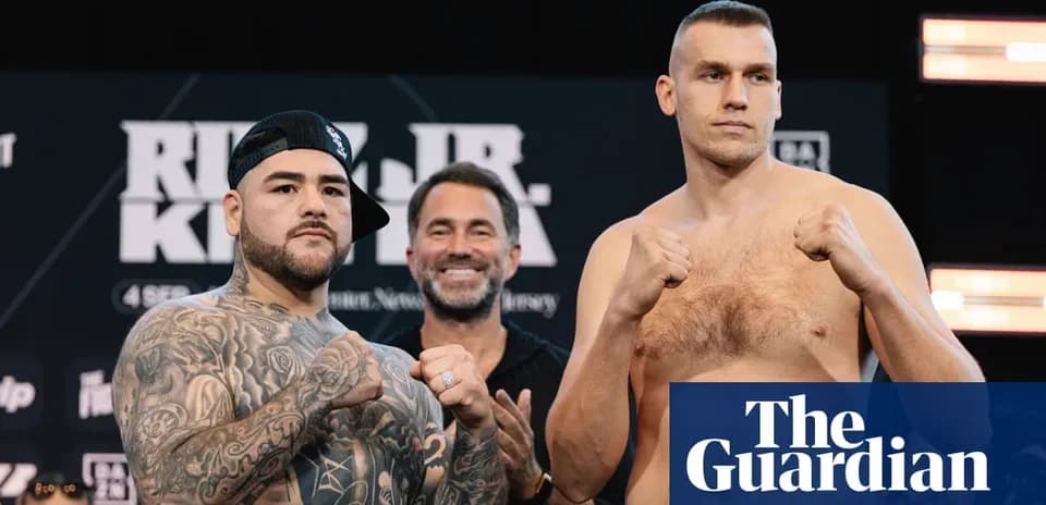 Boxers posing at weigh-in event before fight