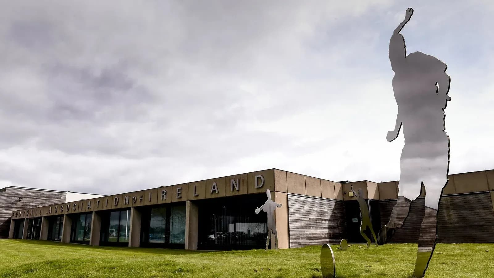 Football Association of Ireland building with sculptures