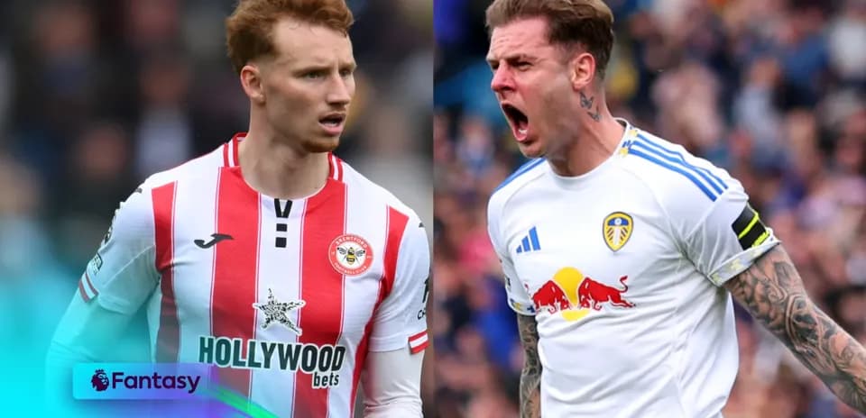 Two football players from Brentford and Leeds United