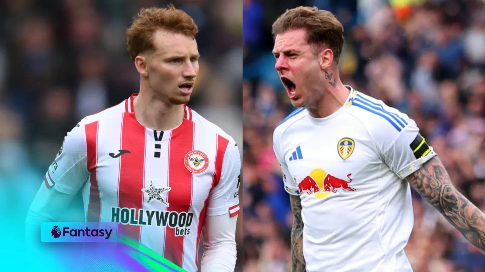 Two football players from Brentford and Leeds United