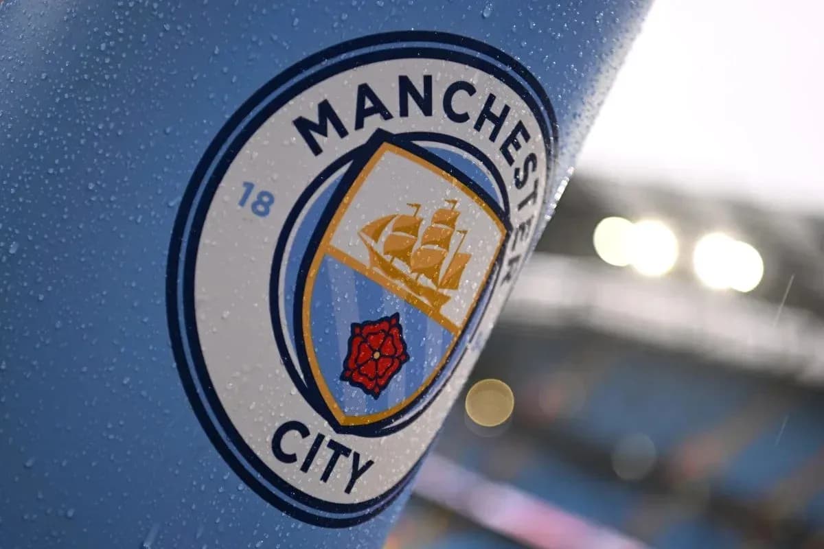 Manchester City club logo with raindrops