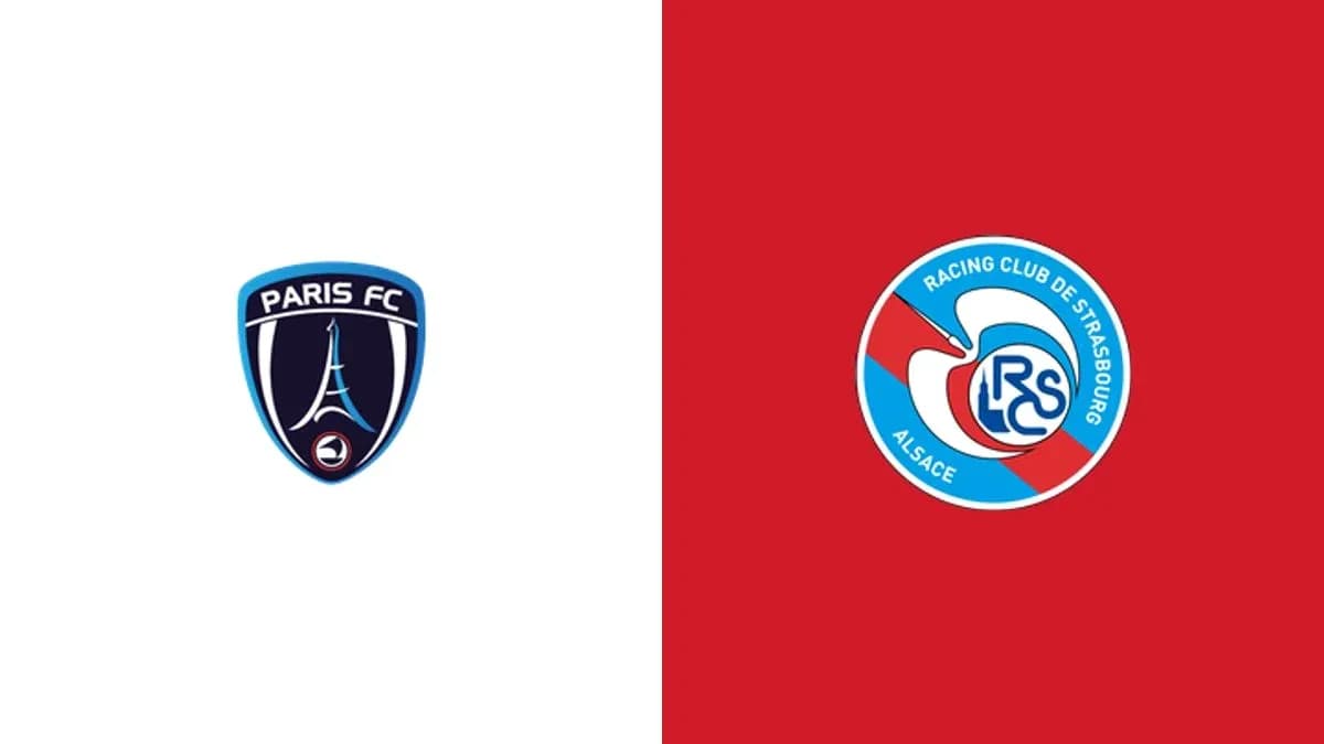 Logos of Paris FC and Racing Club de Strasbourg