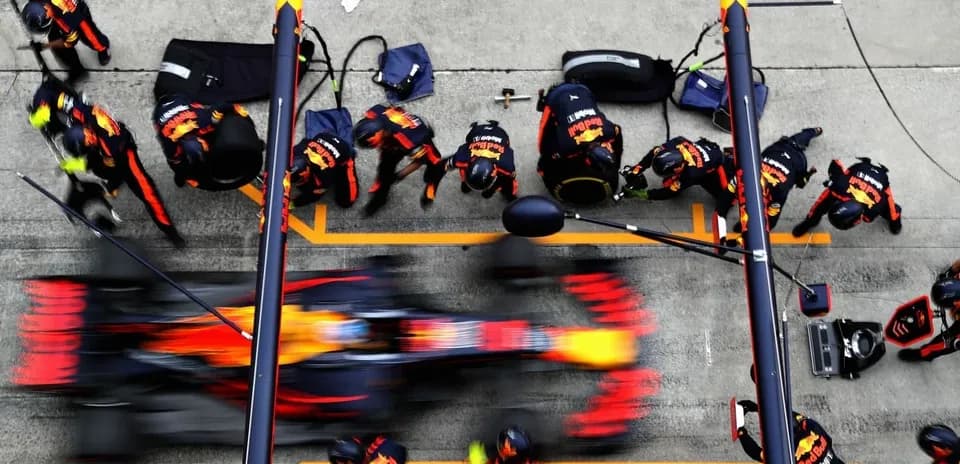 Red Bull Racing pit crew during a pit stop