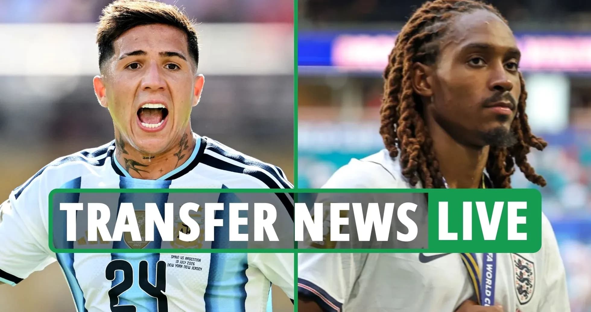 Argentina and England players during transfer news segment Argentina and England players during transfer news segment