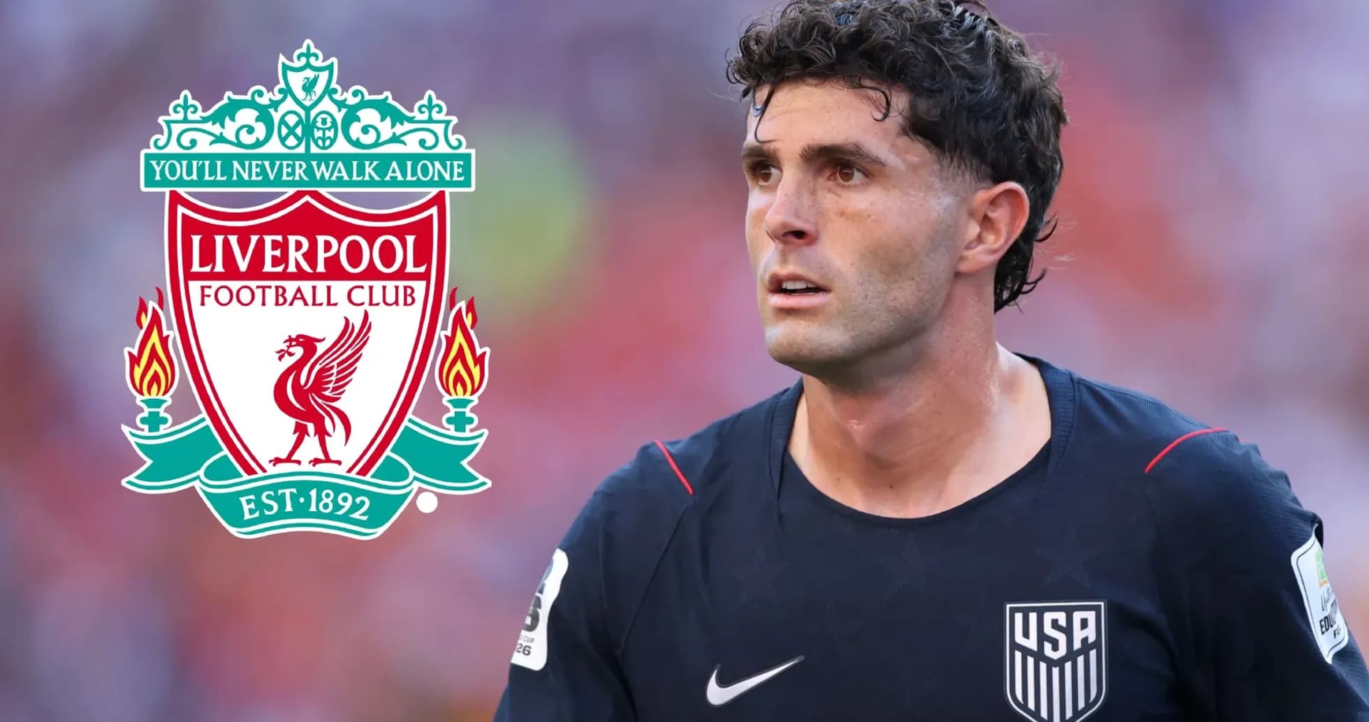 Futbolchi maydonda, Liverpool logotipi bilan Futbolchi maydonda, Liverpool logotipi bilan