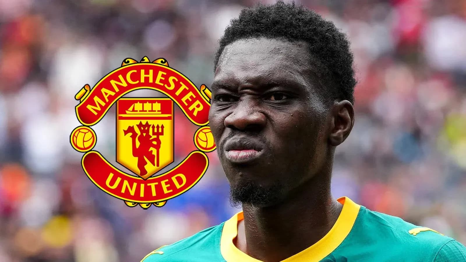 Futbolchi Manchester United emblemasi bilan Futbolchi Manchester United emblemasi bilan