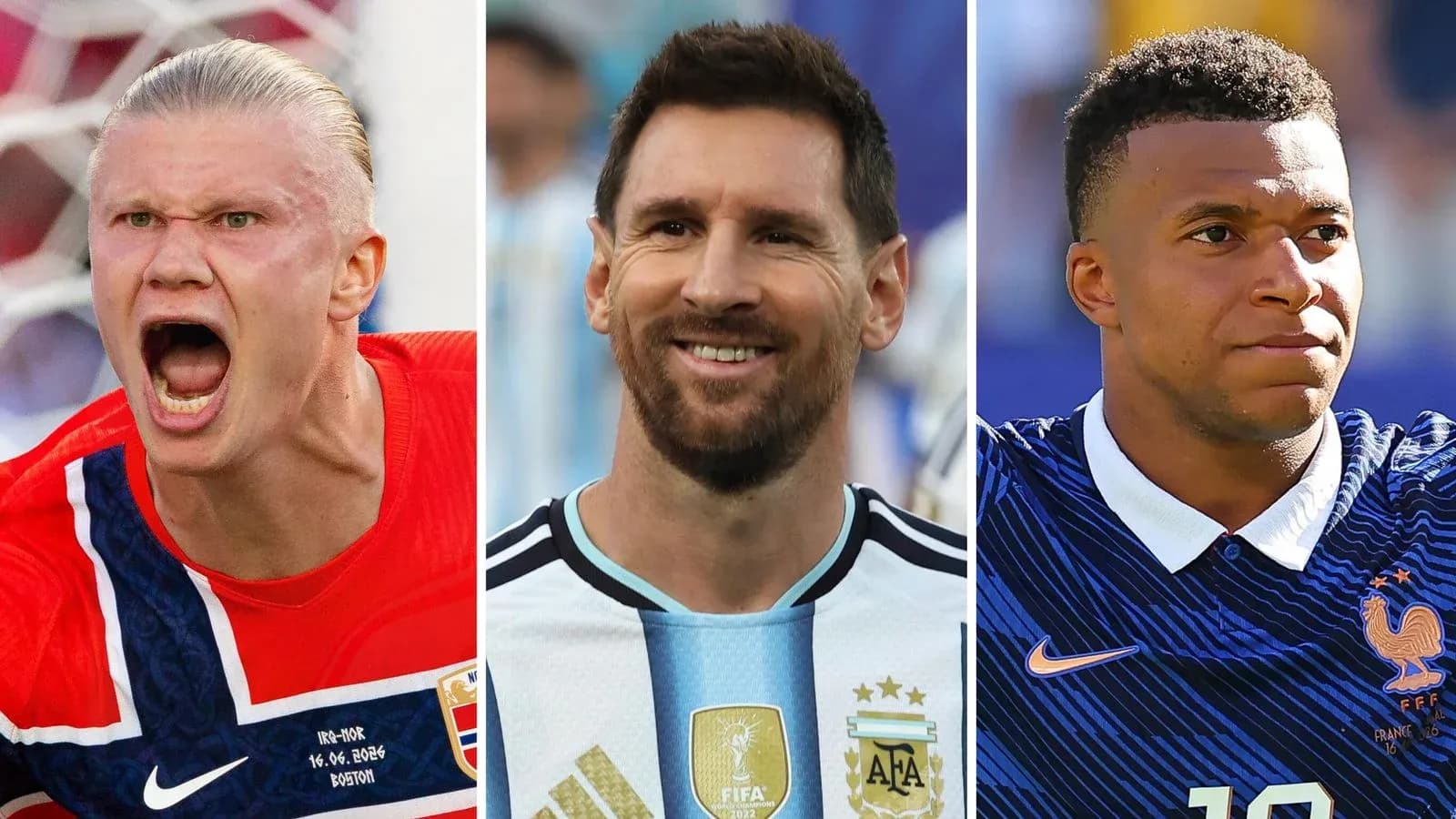 Three football players in national team jerseys Three football players in national team jerseys