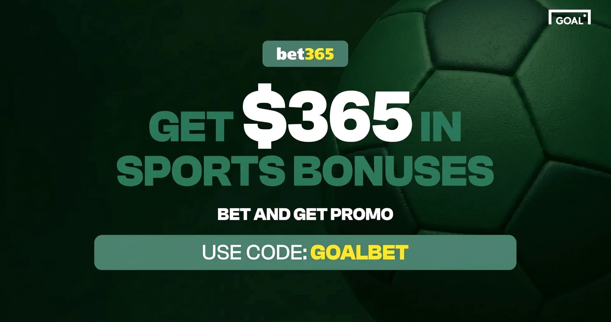 Bet365 promotional banner with soccer ball background Bet365 promotional banner with soccer ball background