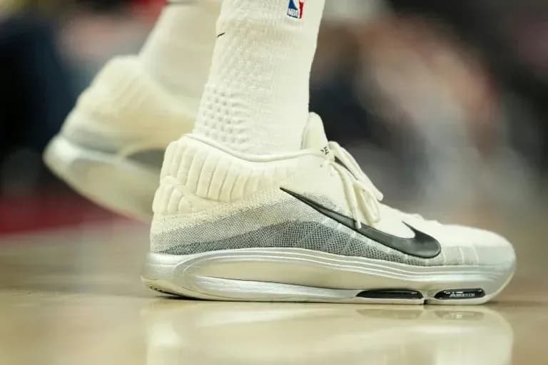 Close-up of basketball shoes on court Close-up of basketball shoes on court