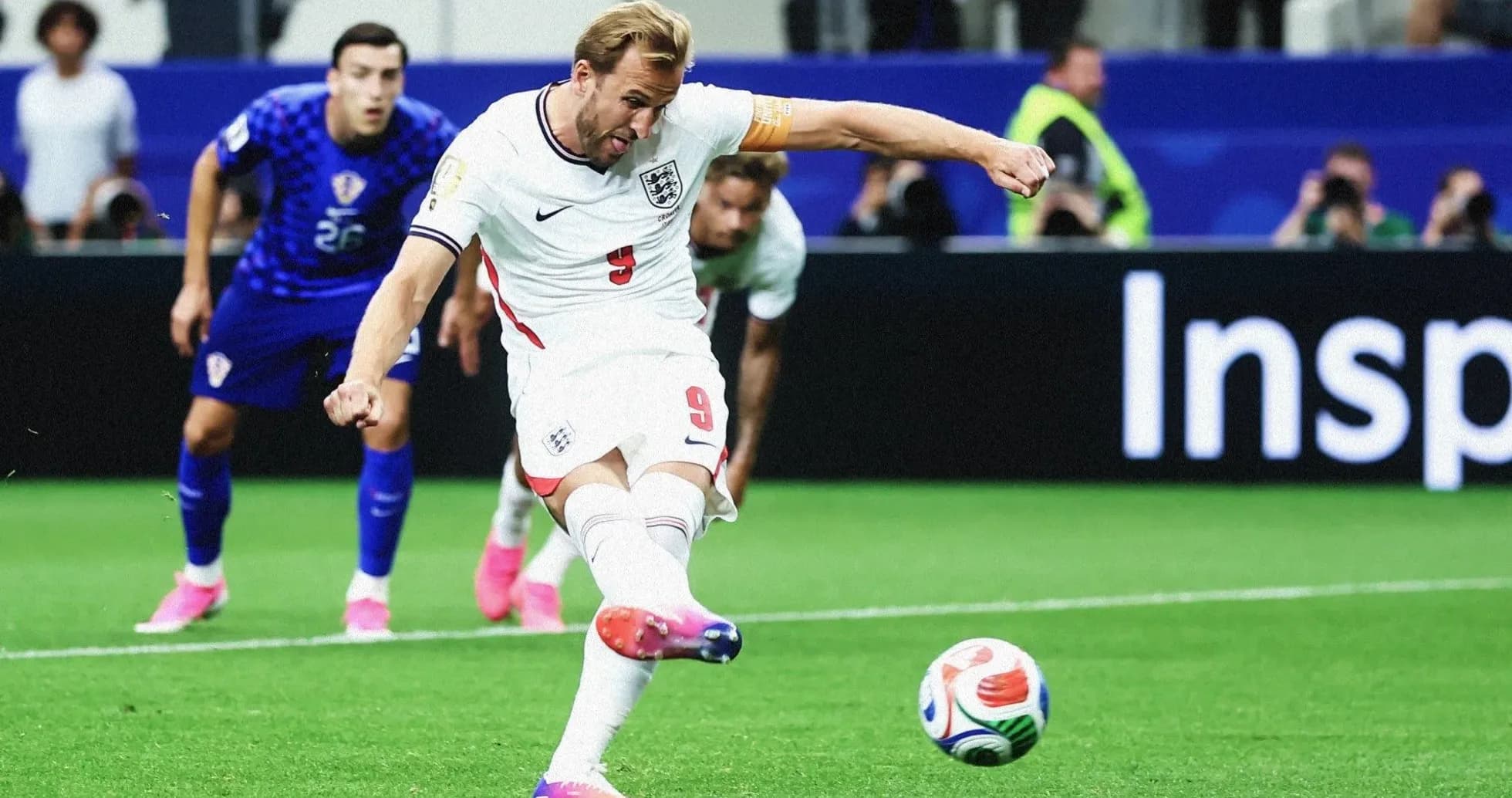 Harry Kane taking a penalty kick during match Harry Kane taking a penalty kick during match
