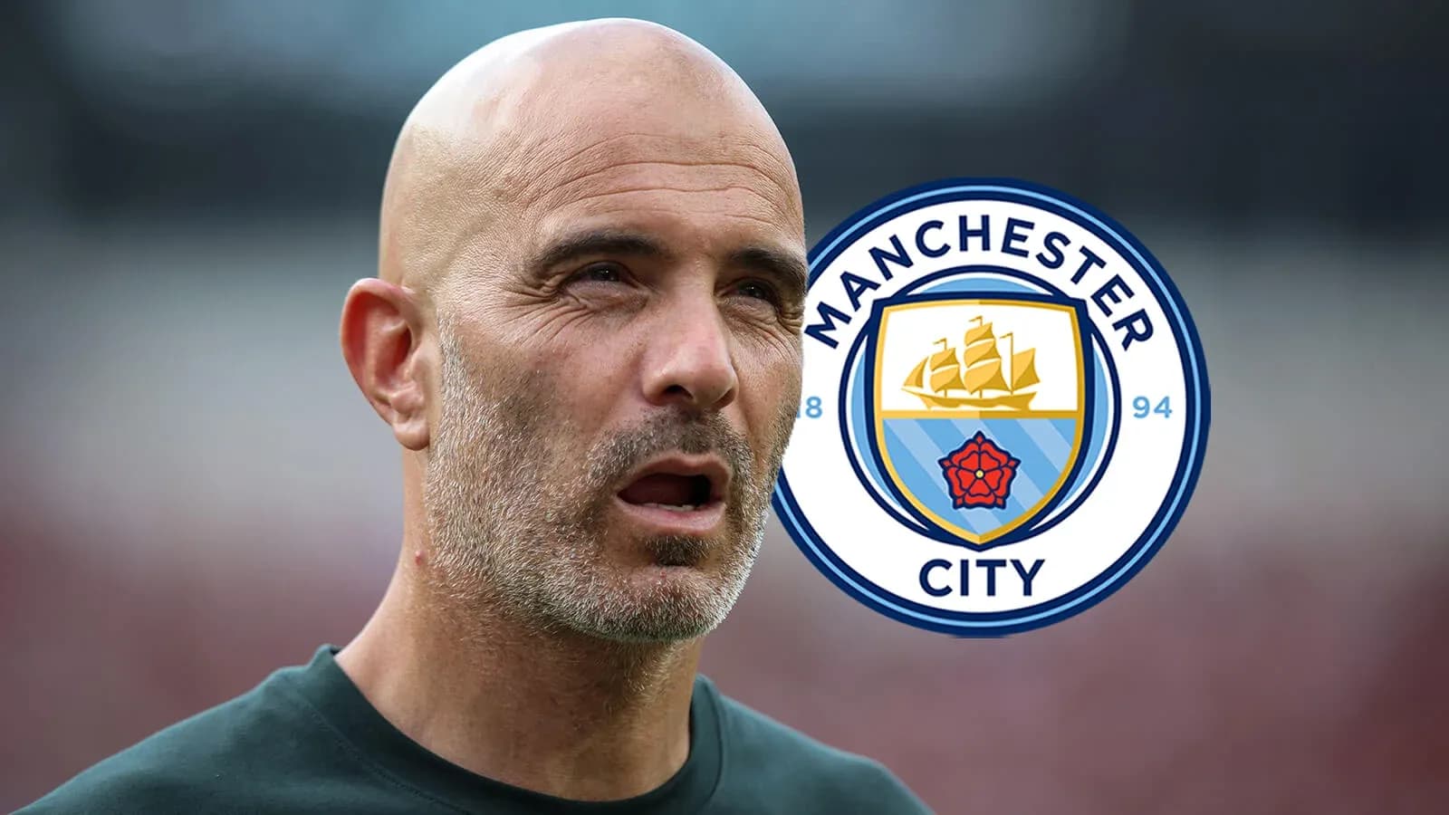 Men's football coach with Manchester City logo Men's football coach with Manchester City logo