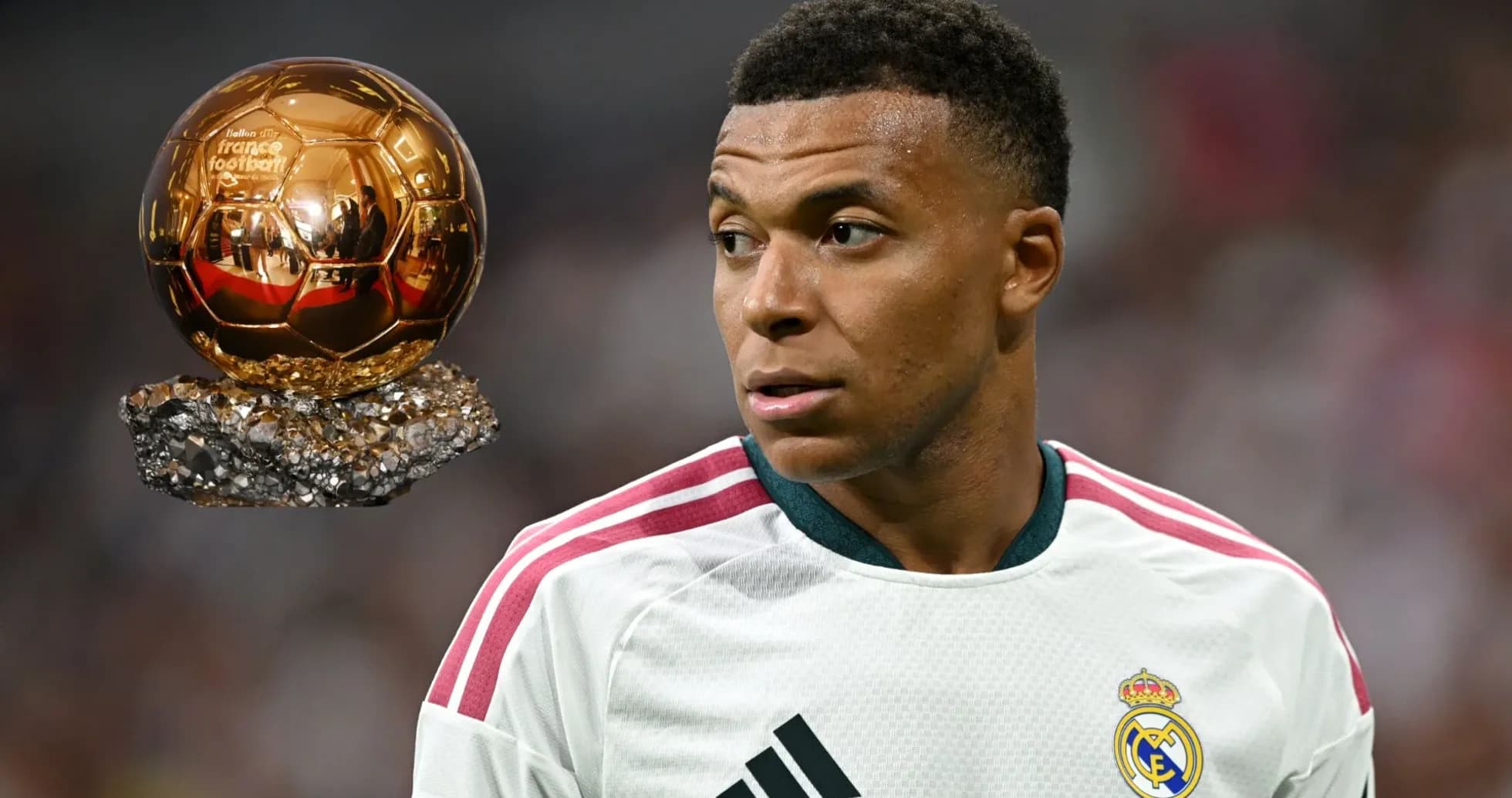 Kylian Mbappé with Ballon d'Or trophy Kylian Mbappé with Ballon d'Or trophy