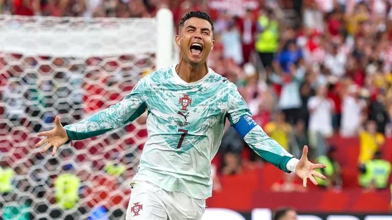 Cristiano Ronaldo celebrating goal during match Cristiano Ronaldo celebrating goal during match