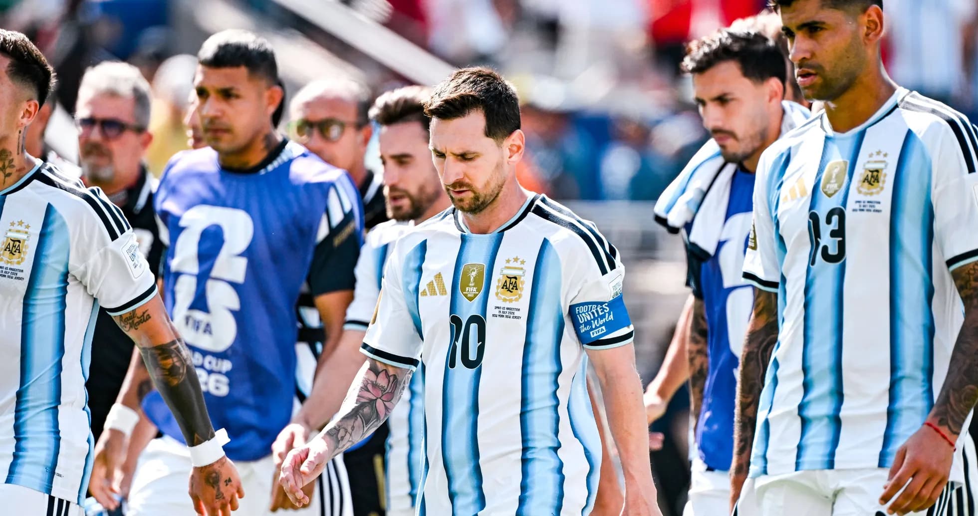 Argentina team walking onto the field before match Argentina team walking onto the field before match