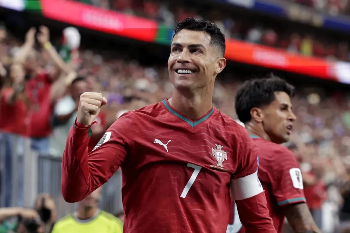 Cristiano Ronaldo celebrating during Portugal match Cristiano Ronaldo celebrating during Portugal match