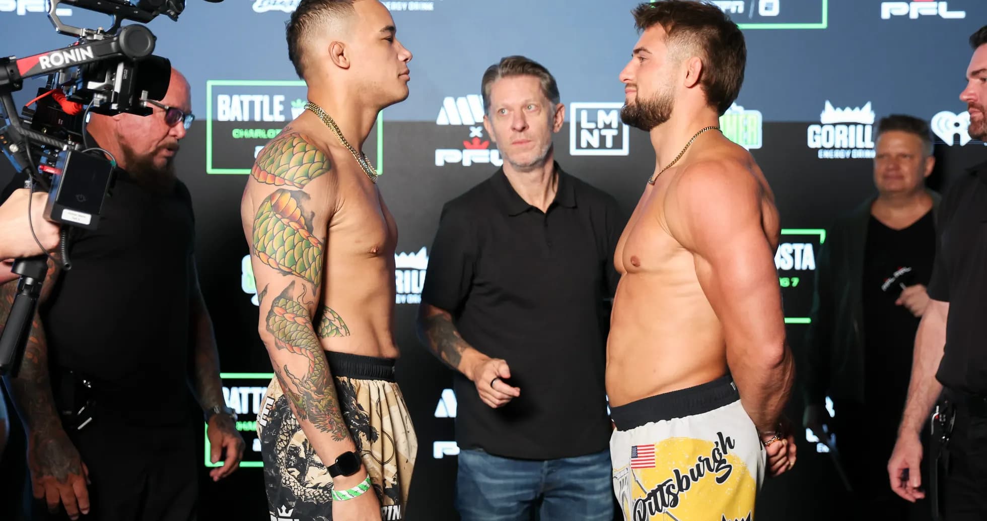 Fighters facing off at weigh-in event Fighters facing off at weigh-in event