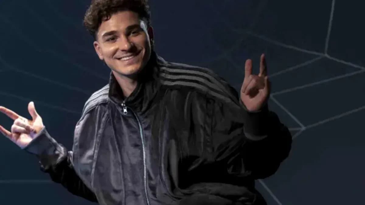 Young man in black jacket making hand gestures Young man in black jacket making hand gestures
